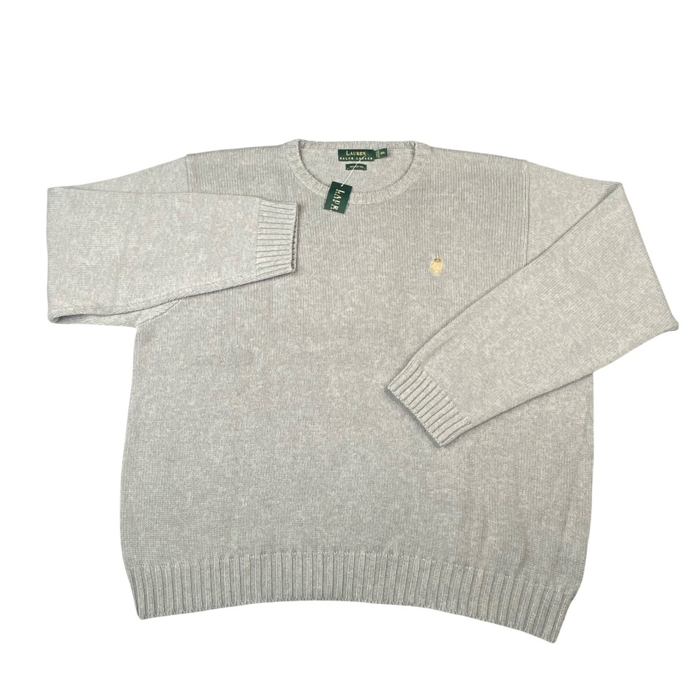 Lauren Ralph Lauren Mens XXL Grey Cotton Shaker Stitch Crewneck Sweater NWT NEW